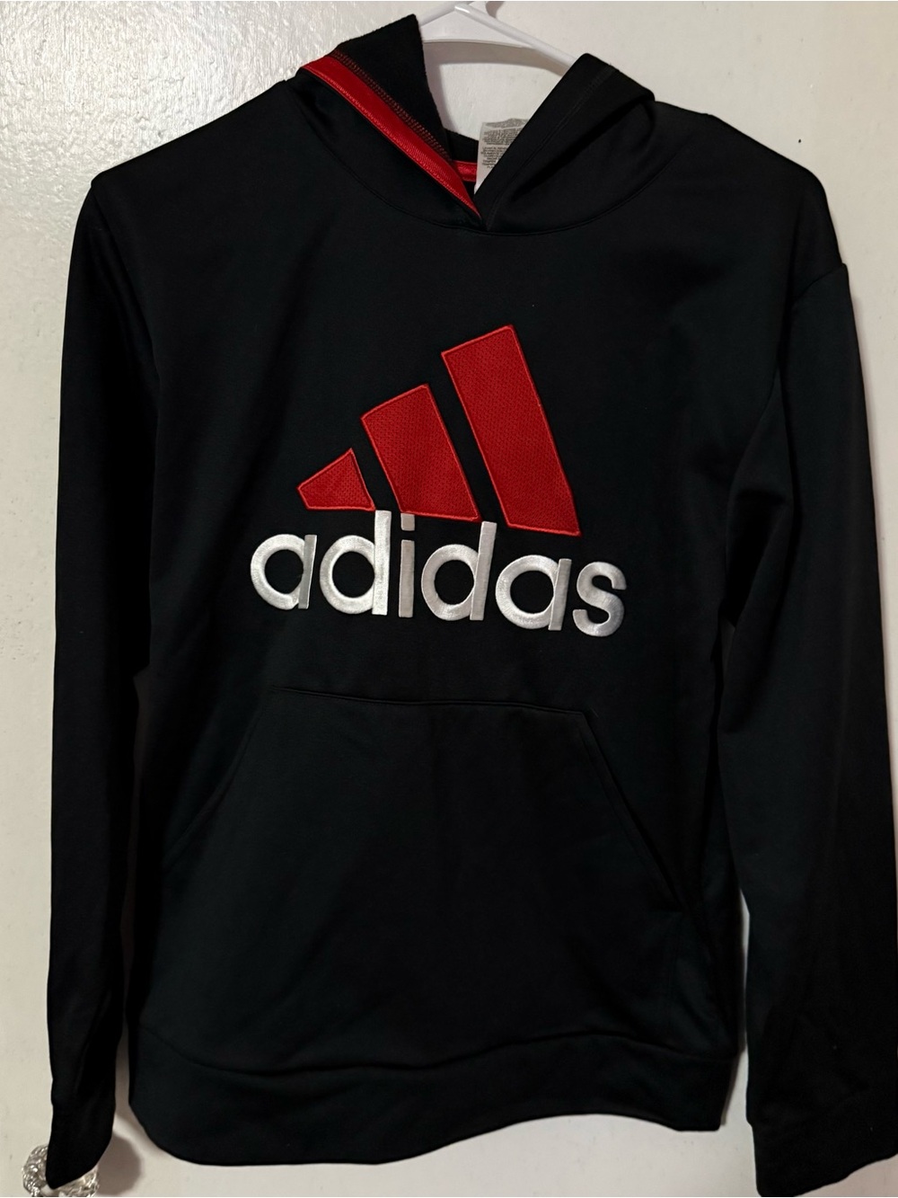 Adidas youth's Black Hoodie with Red Logo
